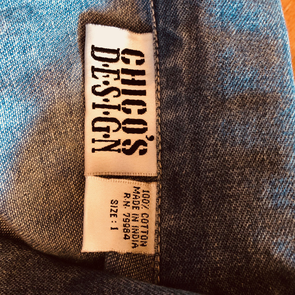 Chicos Womans Blue Denim Jacket Embroidered Made i - Picture 8 of 8